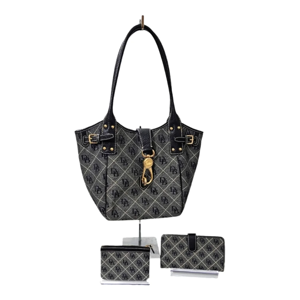 DOONEY & BOURKE Signature Canvas/Leather 3pc Combo Hobo, Wallet & Coin Purse.
